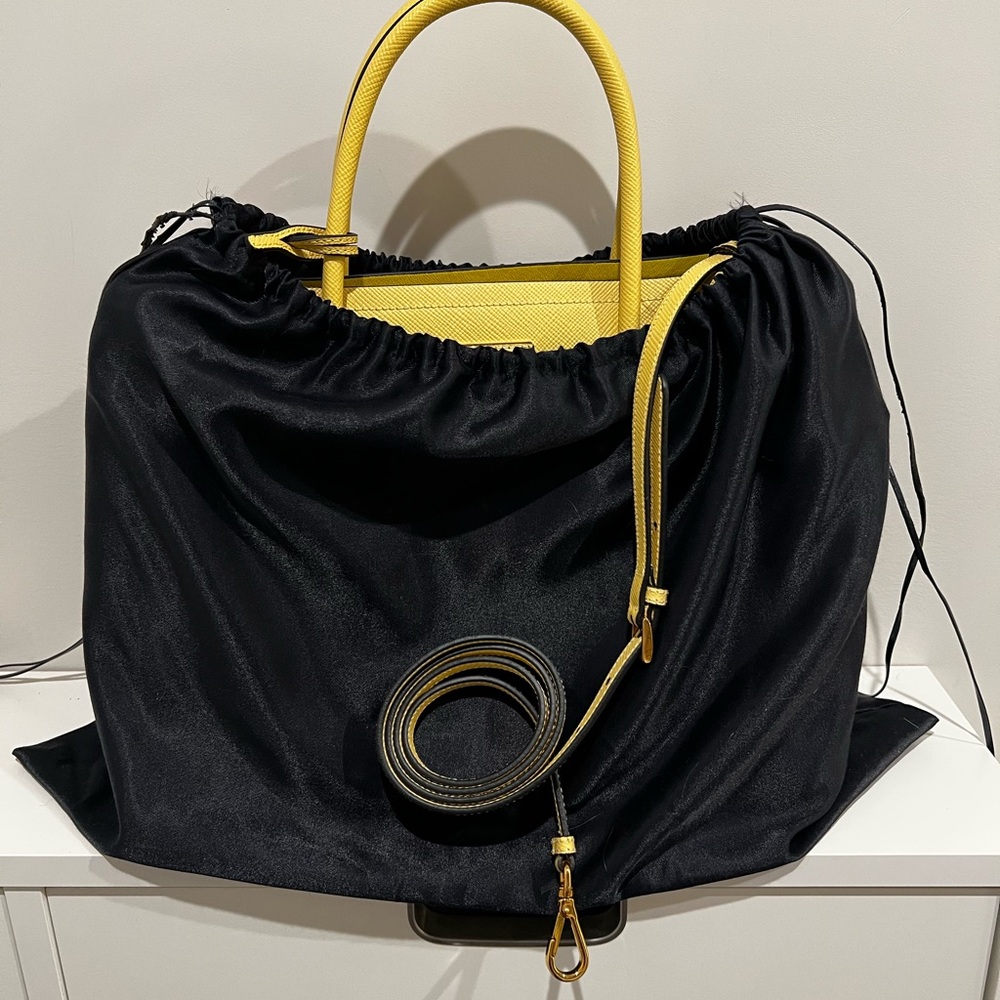 Prada Mustard (Polline) Leather Tote - Picture 8 of 9